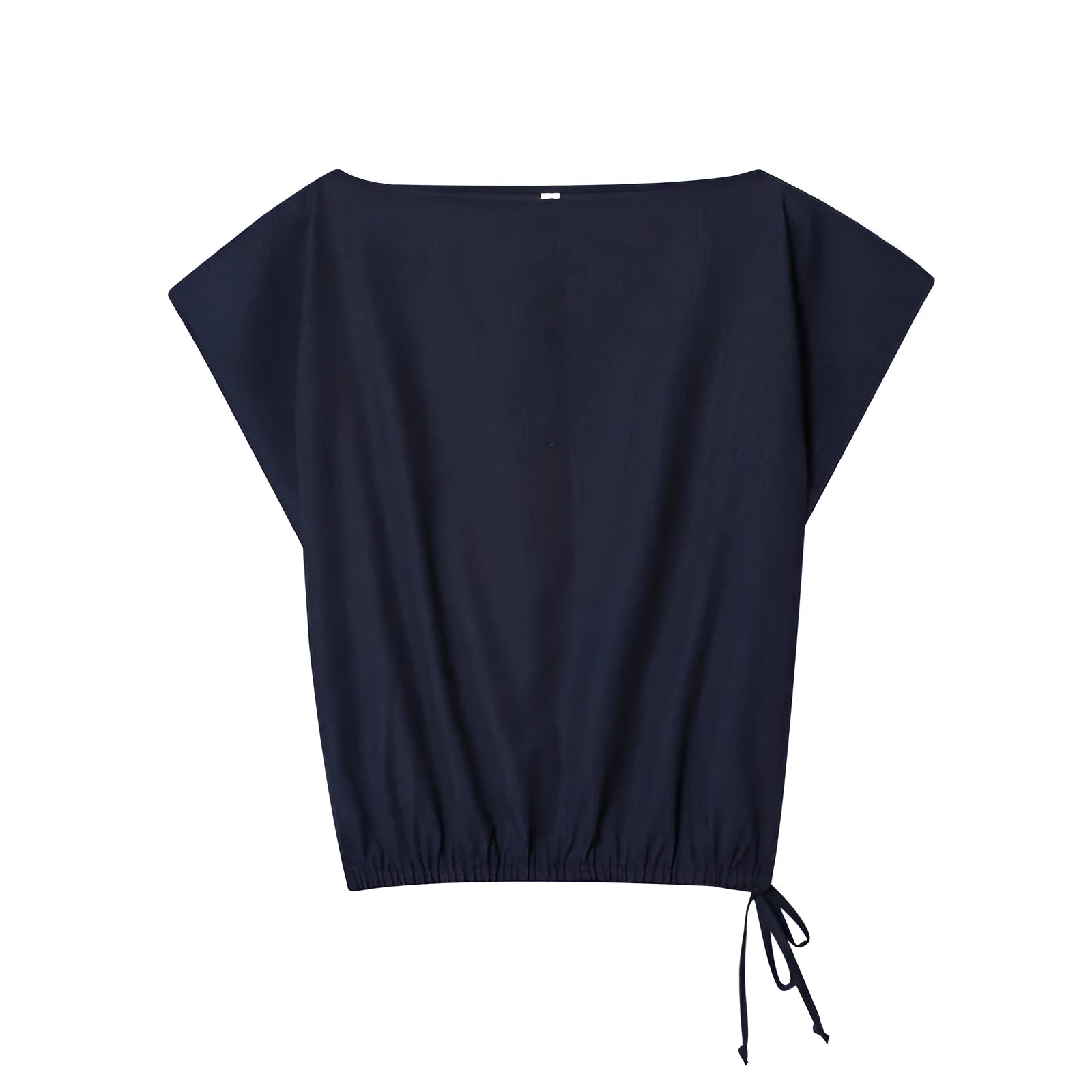 Women's linen blend off-shoulder flounced sleeve top with matching wide leg trousers suit