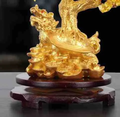 Citrine coloured Chinese style small water turtle money tree resin decorative ornament