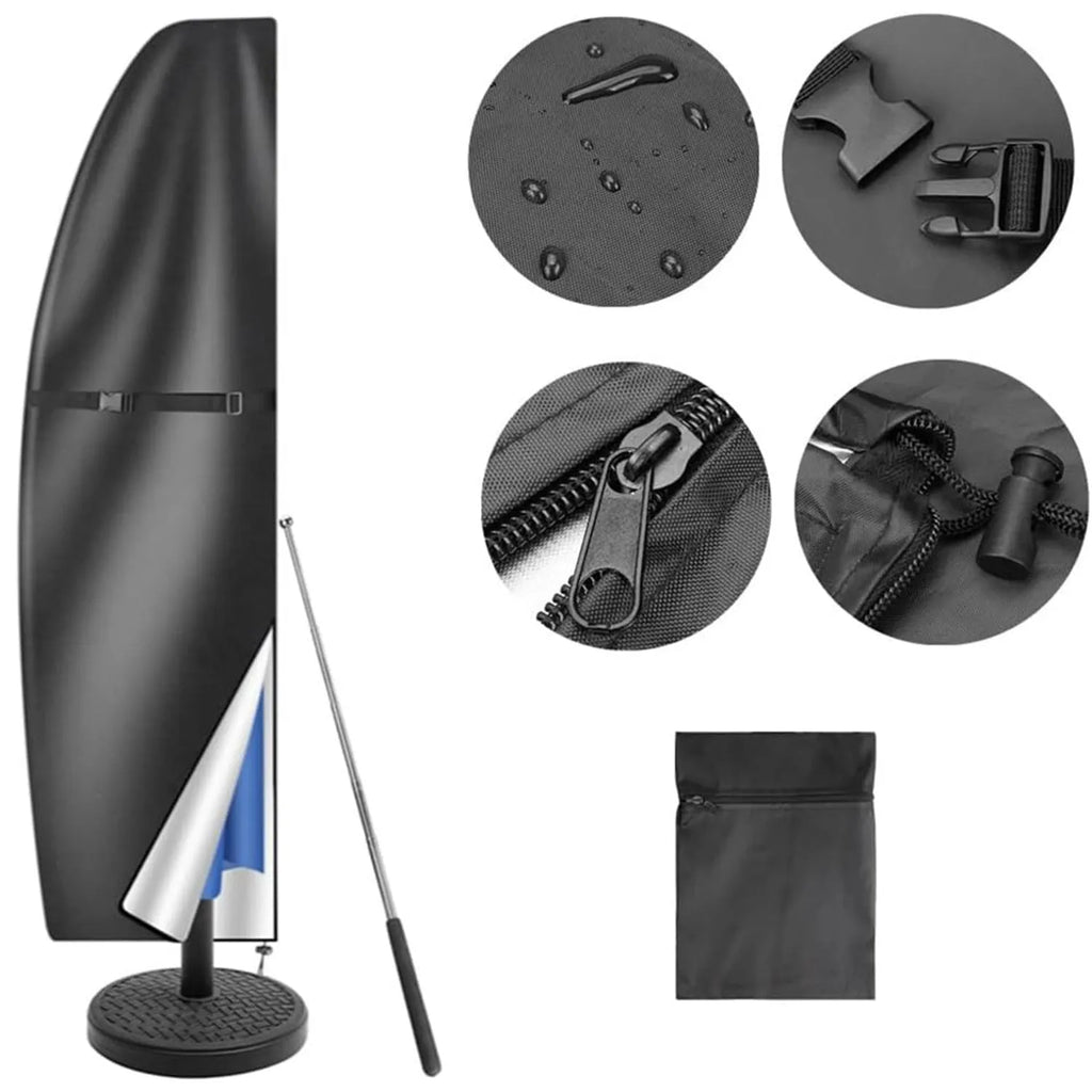 Waterproof outdoor offset banana umbrella cover made from Oxford cloth in grey colour