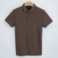 230g double-sided cotton non-ironing air layer polo shirt for men short sleeve solid colour top in black