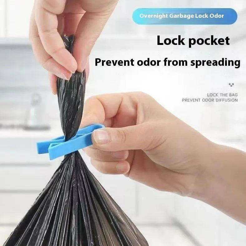 Ten black plastic garbage bag fixing clips for securing bin liners to waste bins