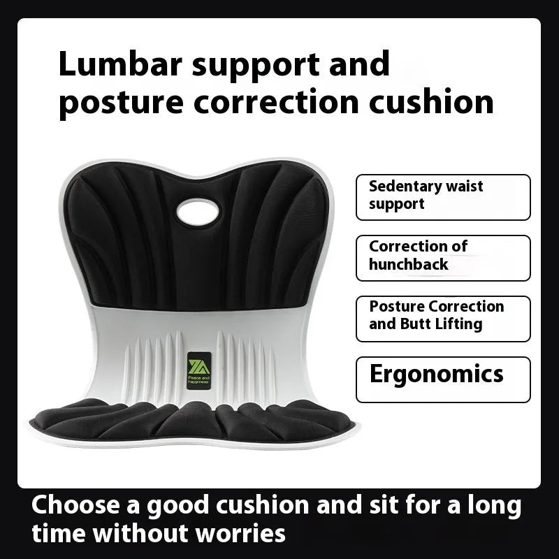 Ergonomic office seat cushion with lumbar support in grey colour showing dimensions 410x350x320mm
