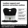 Ergonomic office seat cushion with lumbar support in grey colour showing dimensions 410x350x320mm