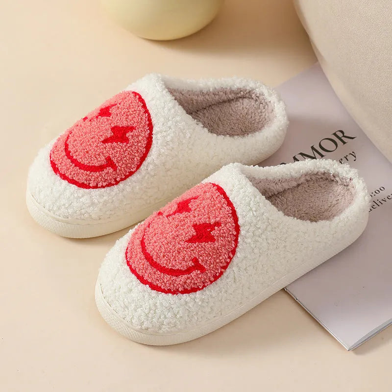 Women's plush cartoon pattern slippers with a non-slip PVC sole in Big Love design