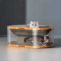 White transparent cat scratch board and nest tunnel toy with diamond design measuring 58x45x23cm
