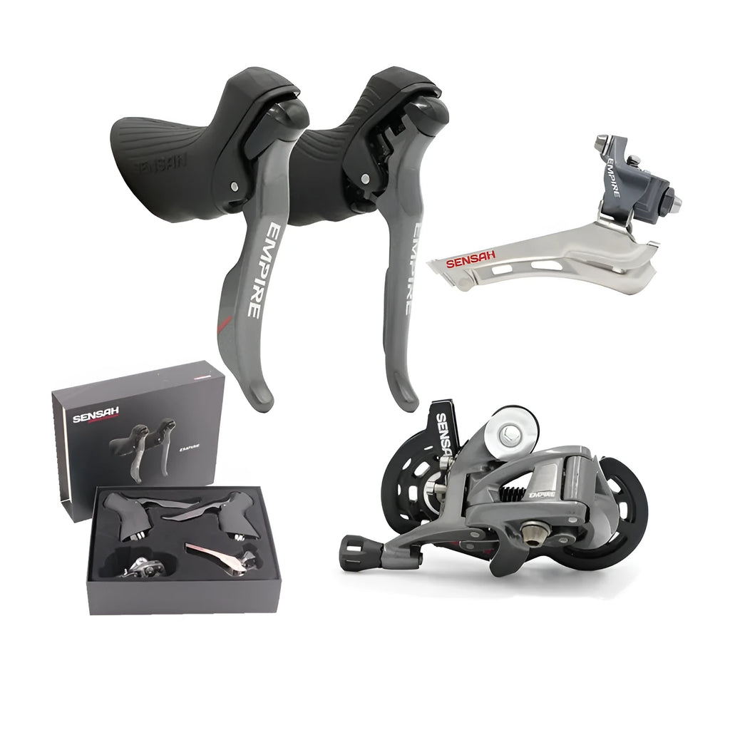 Road bike aluminium transmission kit with manual shift, rear dial, decorative beads, pendant, chain, and rope accessories