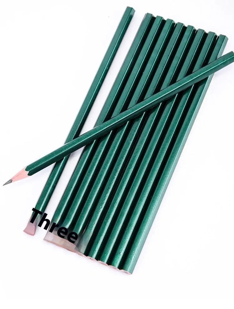 Box of 10 green hexagonal wooden pencils with HB and 2B graphite grades for writing and sketching