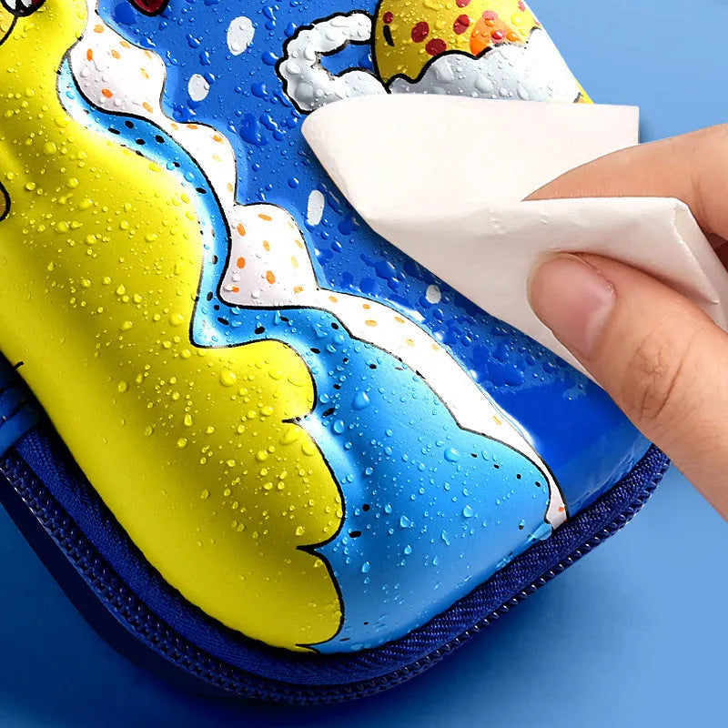 3D leather stationery box pencil case with sculpted astronaut design in blue colour