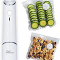 White USB vacuum sealer pump with five 26x28cm food storage bags for home use