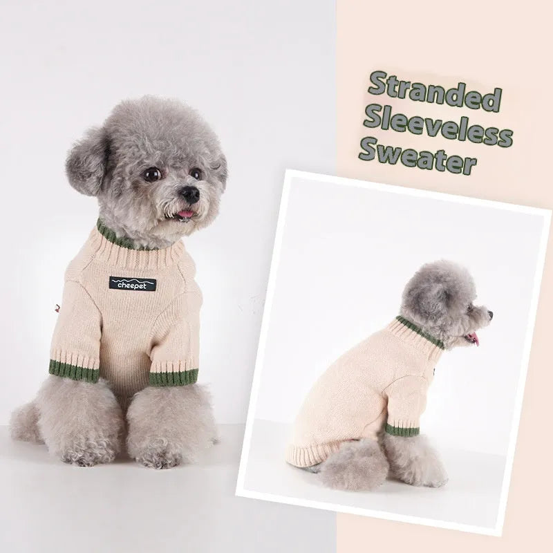 British style wool pet sweater with two-legs design in contrast colours for dogs and cats