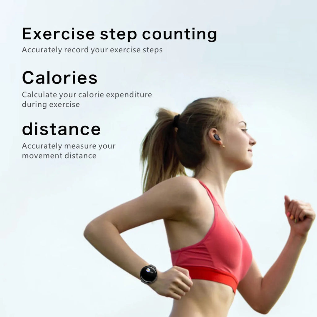 Black detachable smartwatch and Bluetooth headset combo showing fitness tracker bracelet and wireless earphones.