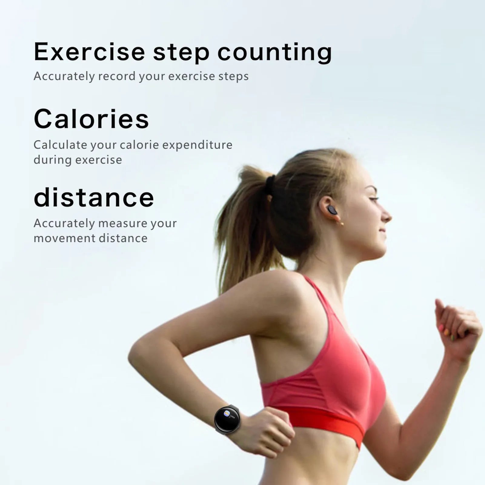 Black detachable smartwatch and Bluetooth headset combo showing fitness tracker bracelet and wireless earphones.