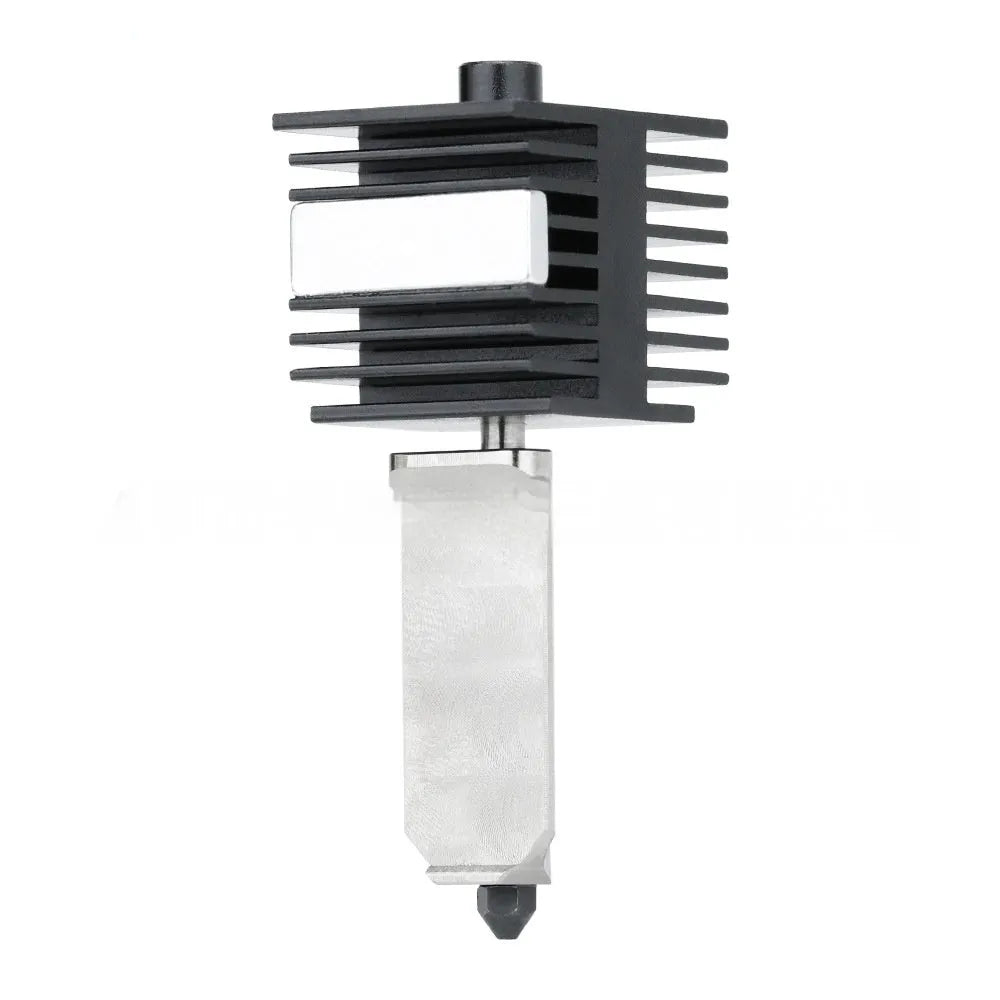 Bambu Lab A1 Mini hot end assembly with hardened steel nozzle and black silicone sock