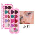 Pearlescent Heart ten-colour sequin eye shadow palette open showing shimmering shades