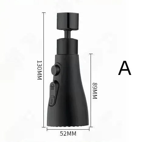 Universal pressurized kitchen faucet sprayer adapter with 360-degree rotation in matte black finish