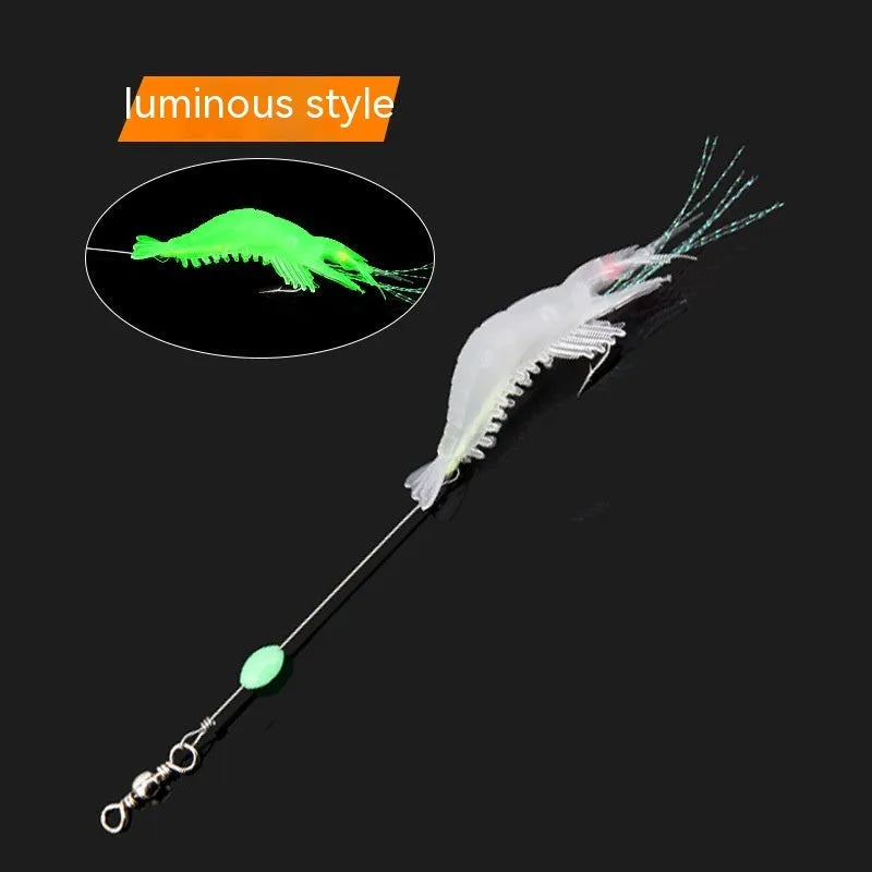 Luer soft plastic fishing lure with hook in six colour variations including luminous options