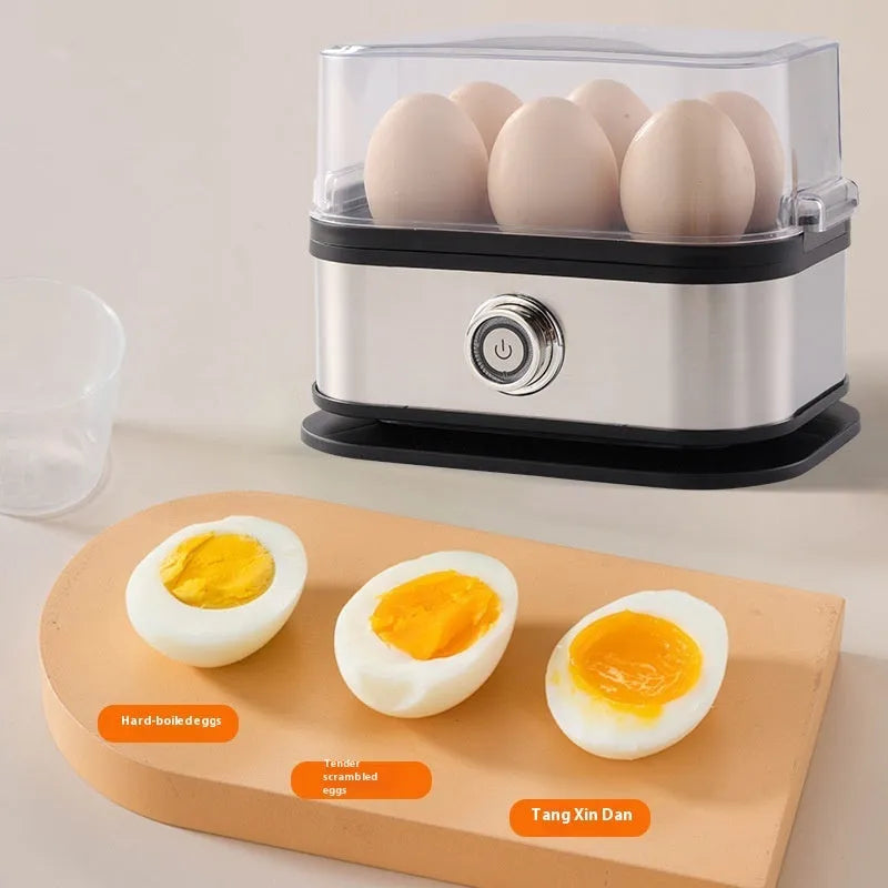 Black stainless steel portable egg boiler with carrying belt