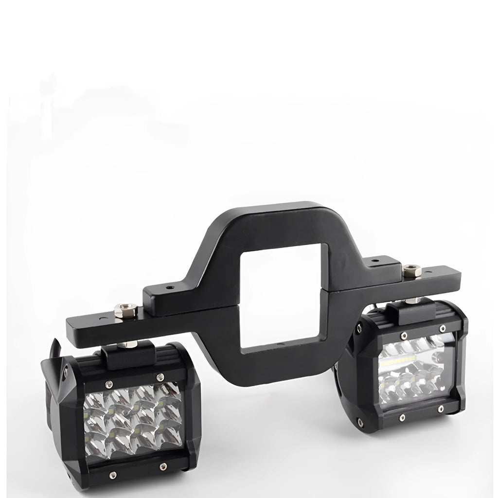 Black metal general coupler bracket for mounting a trailer hook lamp holder on a vehicle.