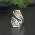 Silver adjustable opening women's ring with retro minimalist design on alloy base