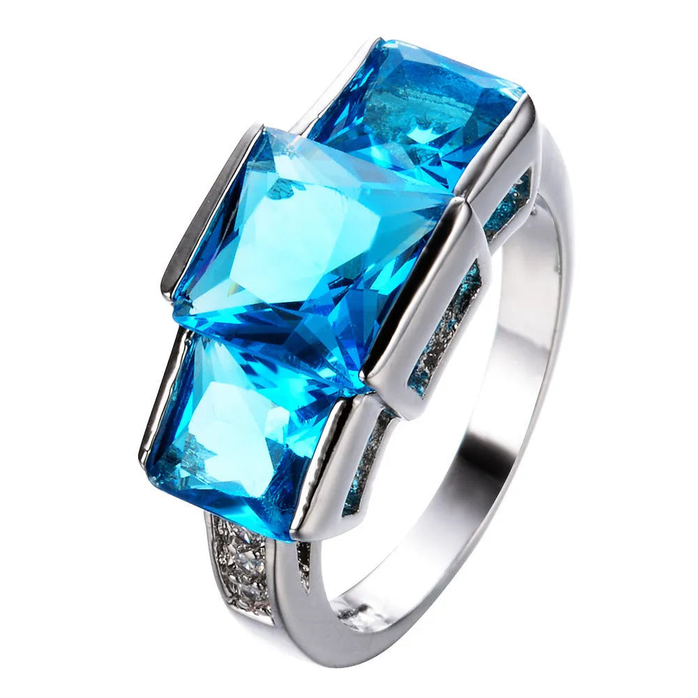 Copper geometric women's ring with electroplated finish in multiple colour options on size display