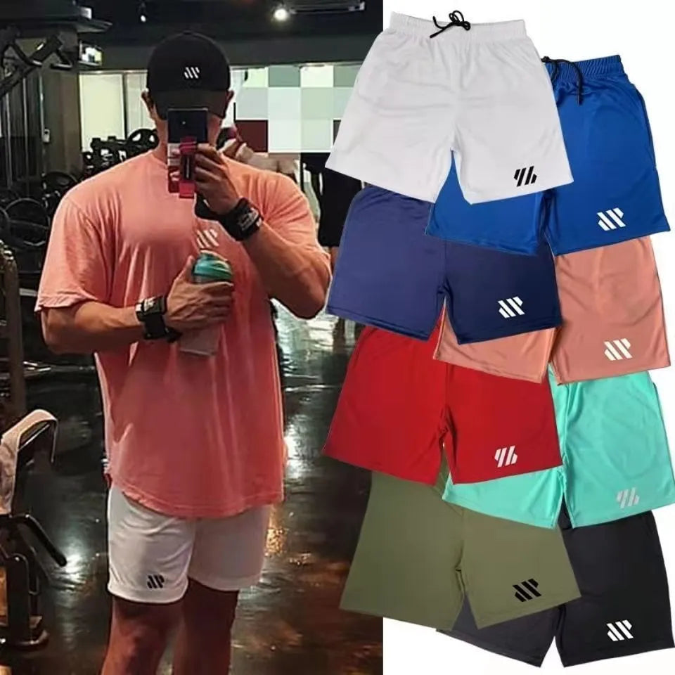 Loose-fitting metal silk sports shorts in a choice of nine colours including army green, red, and sapphire blue.