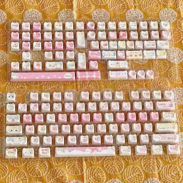 Meow Meow Team anime cat girl design 141-piece mechanical keyboard keycap set with five-sided sublimation printing.