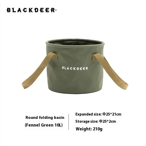 Folding camping water bucket 10L army green PVC mesh cloth