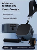 Blue grey adjustable resistance band tensioner with iron and ABS construction set to 10kg.