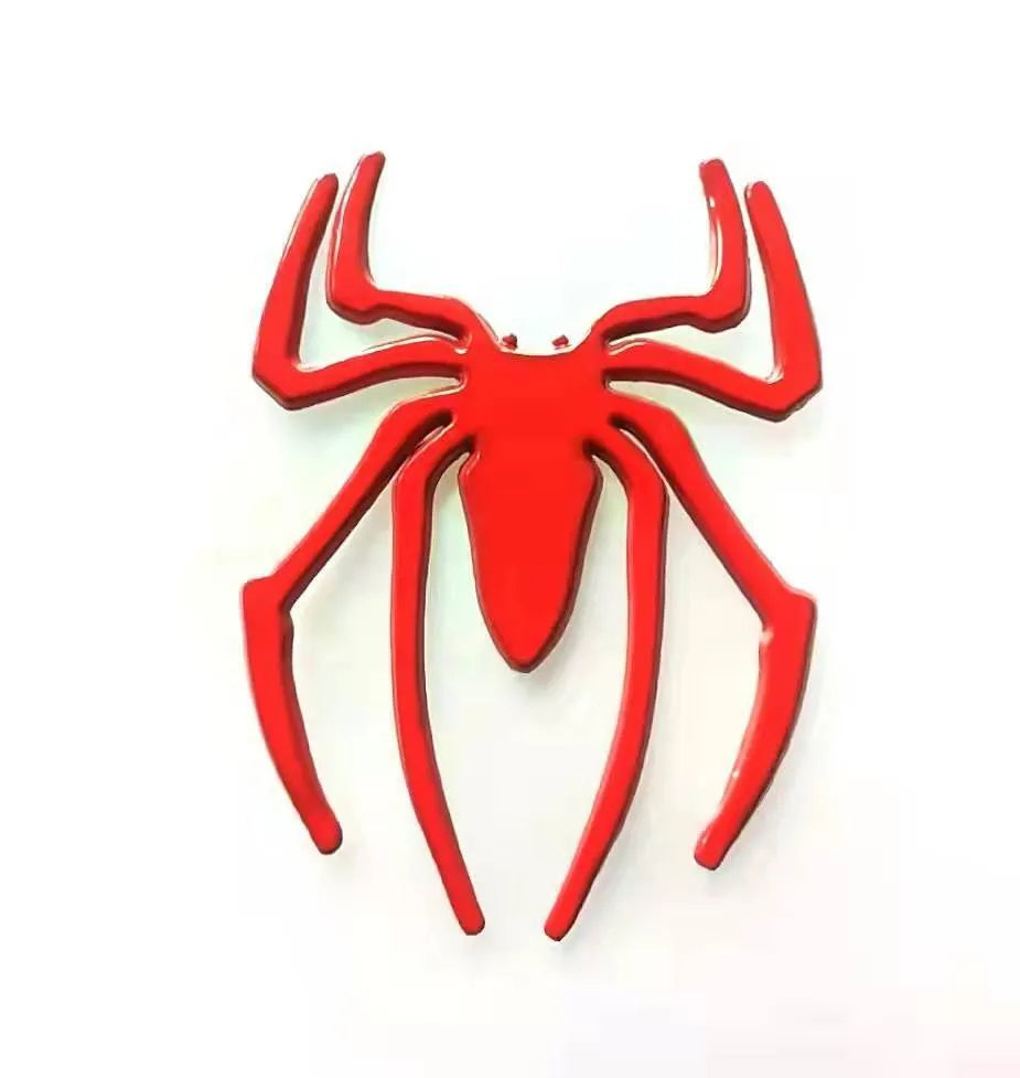 Zinc alloy 3D spider car bumper sticker in metallic finish measuring 7x5 cm
