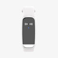 Black and white ultrasonic mosquito repellent bracelet with USB charging cable showing wearable design