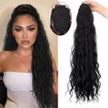 Long synthetic hair extension with water ripple and fluffy corn curler curls in a ponytail, shown in colour 27T613