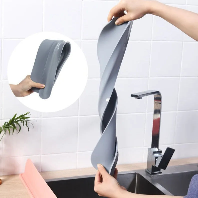 85cm silicone kitchen sink splash guard plate in grey colour showing water barrier dimensions