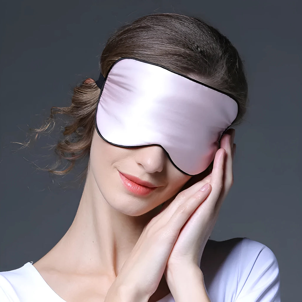 Double-sided mulberry silk eye mask with embroidered printed shading in various colours