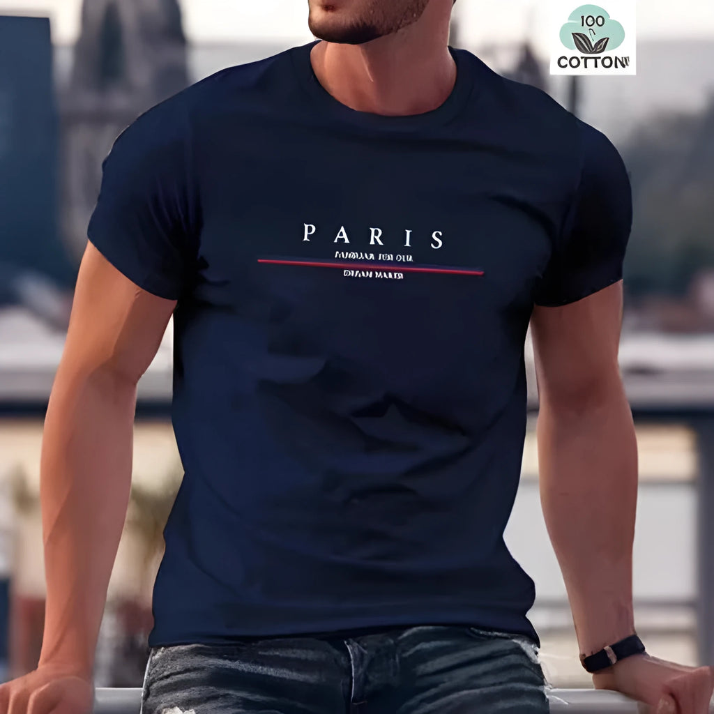 Men's loose fit short sleeve T-shirt with letter print in pure cotton