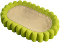 Green oval-shaped cat scratching pad with sisal fabric, serving as a lounge bed for cats.