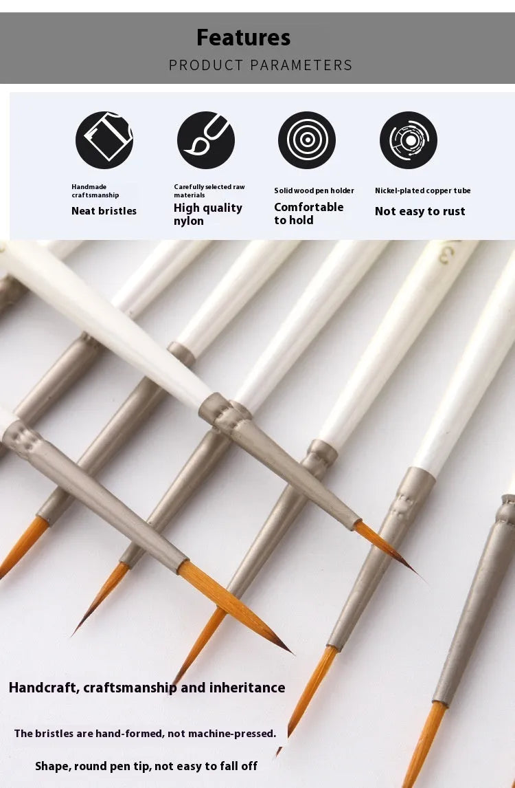 Set of 12 fluorescent brush-tip art markers in a solid wood pen holder for watercolour and acrylic painting.