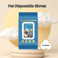 Pack of disposable clear polyethylene gloves for pet grooming and cleaning tasks