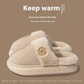 Plush fleece winter slippers with thick PVC sole in multiple colour options