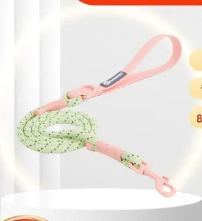Solid colour PVC dog hand-holding rope leash in dark red purple yellow and taoyao green options.