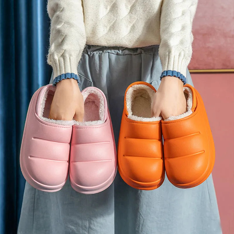 Waterproof cotton couple slippers with EVA sole in multiple colours