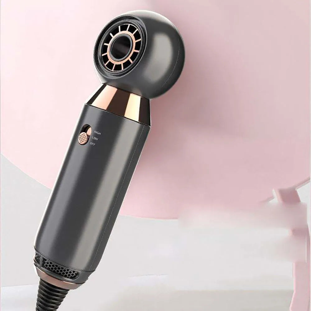 Leafless 800W ionic hair dryer with compact design and diffuser accessory